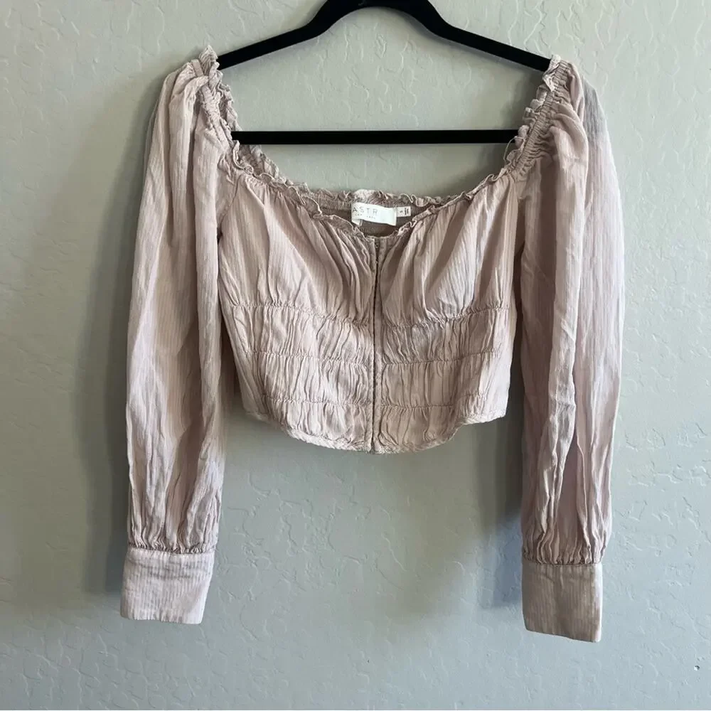 ASTR the Label Amber Puff Sleeve Smocked Blouse